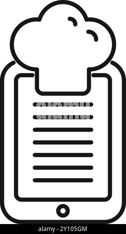 This simple icon represents an online menu app on a tablet, perfect for representing a food delivery service Stock Vector