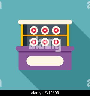 Shooting range game stand with targets on shelves waiting for players Stock Vector