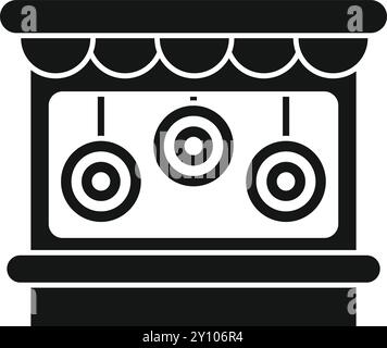 Simple vector icon of a shooting range tent with hanging targets for practicing shooting accuracy Stock Vector