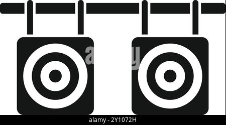 This is an illustration of shooting gallery targets hanging on a bar Stock Vector