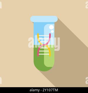This colorful vector illustration shows a test tube containing dna, useful for projects related to genetics and biology Stock Vector
