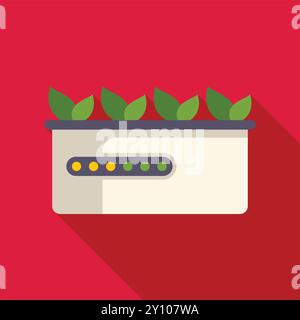 Smart pot with led lights showing progress of growing plants, concept for indoor farming and gardening technology Stock Vector