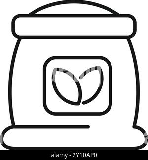 Simple and modern line icon of a fertilizer sack with leaves emphasizing eco friendliness Stock Vector