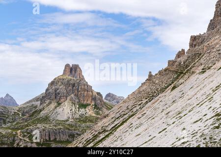 View from hiking near Tre Cime di Lavaredo - Italy Stock Photo