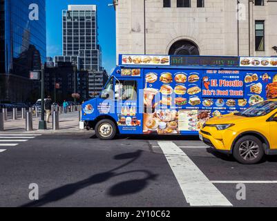 Mexican food truck outside of Moynihan Train Hall in New York on Wednesday, August 28, 2024. (© Richard B. Levine) Stock Photo