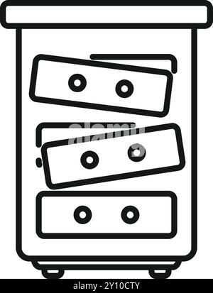 This icon represents a server rack being managed by a technician, ideal for use in it and networking contexts Stock Vector
