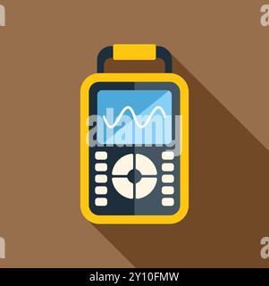 Digital oscilloscope showing sinus signal on screen with buttons Stock Vector