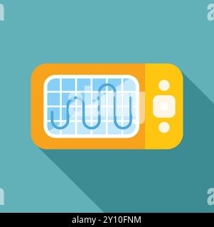 Oscilloscope showing sinusoidal signal on a screen in flat style Stock Vector