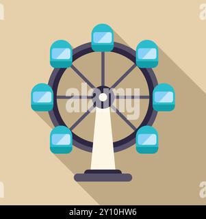 Ferris wheel rotating against a solid color background, perfect for projects related to amusement parks, entertainment, and leisure Stock Vector