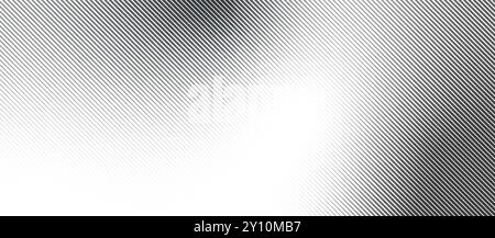 Abstract background with halftone stroke effect. Backdrop with dirty and grungy monochrome texture. Wallpaper with black white gradient lines. Striped Stock Vector