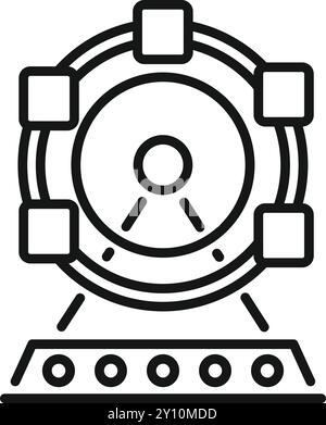Line vector icon of a magnetic levitation train moving on a track Stock Vector