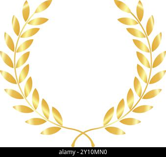 Golden Laurel Leaves, Golden shine rank, Golden circular laurel foliate, Laurel Leave, Gold laurel wreath Stock Vector
