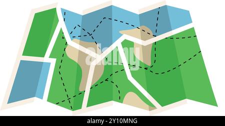 folded map navigation with red point markers design Stock Vector Image ...