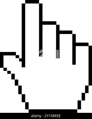 Pixel Hand Cursor, Mouse pixel Hand cursor, Cursor pointer icon, Pixelated hand Cursor Stock Vector