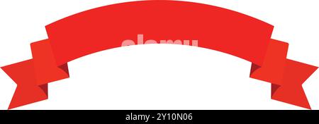 Red bow ribbon banner, Blank Curved Red Ribbon three fold, isolated ribbon banner, Red label decorative banner, Red tape three fold Stock Vector