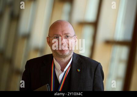 Edinburgh Scotland, UK 04 September 2024.  Scottish Greens co-leader Patrick Harvie ahead of the First Minister Statement on the Programme for Government 2024-25 at the Scottish Parliament. credit sst/alamy live news Stock Photo