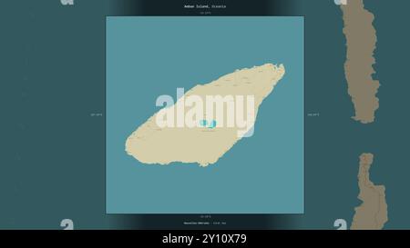 Ambae Island in the Coral Sea, belonging to Vanuatu, described and highlighted on a topographic, OSM Humanitarian style map Stock Photo