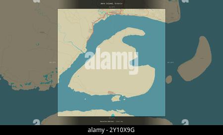 Aore Island in the Coral Sea, belonging to Vanuatu, described and highlighted on a topographic, OSM Humanitarian style map Stock Photo