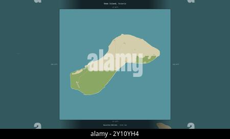 Emae Island in the Coral Sea, belonging to Vanuatu, described and highlighted on a topographic, OSM Humanitarian style map Stock Photo