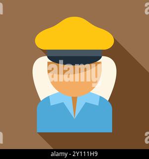 Flat design style minimalist colorful icon depicting a hotel employee wearing uniform Stock Vector