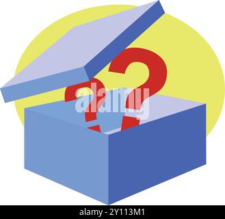 question mark on mystery box, secret gift concept illustration flat design vector Stock Vector