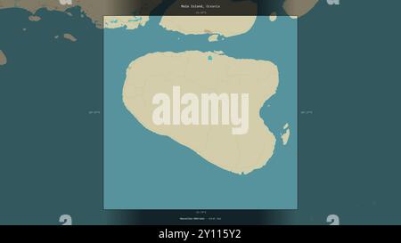 Malo Island in the Coral Sea, belonging to Vanuatu, described and highlighted on a topographic, OSM Humanitarian style map Stock Photo