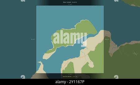 Moso Island in the Coral Sea, belonging to Vanuatu, described and highlighted on a topographic, OSM Humanitarian style map Stock Photo