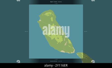 Nguna Island in the Coral Sea, belonging to Vanuatu, described and highlighted on a topographic, OSM Humanitarian style map Stock Photo