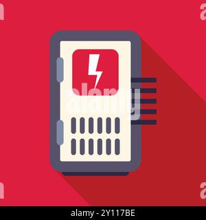 This illustration features an electrical panel with a prominent lightning bolt symbol, emphasizing electrical safety and potential hazards Stock Vector