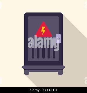 Fuse Box Warning Sign Electric fuse box showing high voltage connectors icon outline vector ...