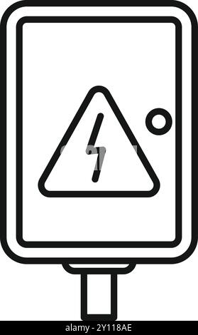 Minimalist vector illustration of an electrical cabinet showing a high voltage sign, representing potential danger Stock Vector