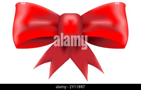 Realistic looking red bow illustration, Birthday, Christmas or celebration element Stock Vector