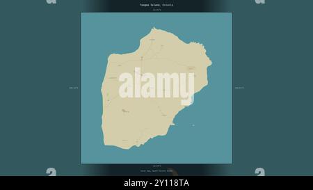 Tongoa Island in the Coral Sea, belonging to Vanuatu, described and highlighted on a topographic, OSM Humanitarian style map Stock Photo