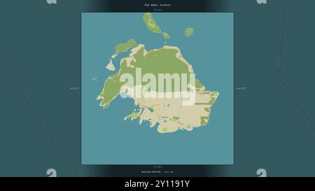 Ile Vate in the Coral Sea, belonging to Vanuatu, described and highlighted on a topographic, OSM Humanitarian style map Stock Photo