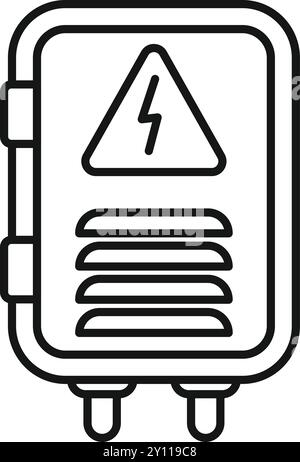 Line art icon of an electric fuse box, essential for electrical safety and power distribution Stock Vector