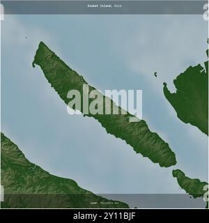 Alabat Island in the Philippine Sea, belonging to Philippines, cropped to square on a colored elevation map Stock Photo