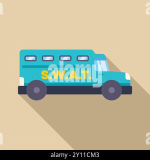 Swat truck driving on a mission with long shadow Stock Vector