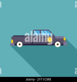 Simple yet eye catching vector illustration of a sheriff pickup truck, perfect for projects related to law enforcement, transportation, or american culture Stock Vector