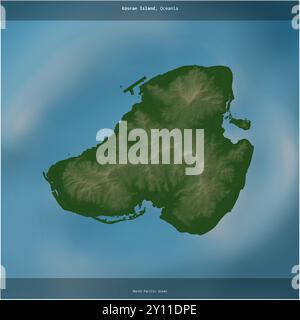 Kosrae Island in the North Pacific Ocean, belonging to Federated States of Micronesia, cropped to square on a colored elevation map Stock Photo