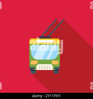 Green trolleybus driving, a concept of ecological urban transportation Stock Vector