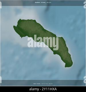 Shadwan Island in the Red Sea, belonging to Egypt, cropped to square on a colored elevation map Stock Photo