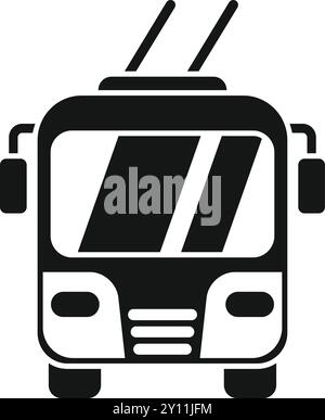 Simple vector icon of a trolleybus, a form of public transportation Stock Vector