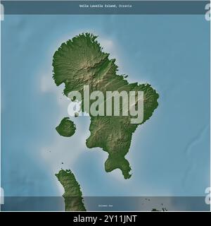 Vella Lavella Island in the Solomon Sea, belonging to Solomon Islands, cropped to square on a colored elevation map Stock Photo