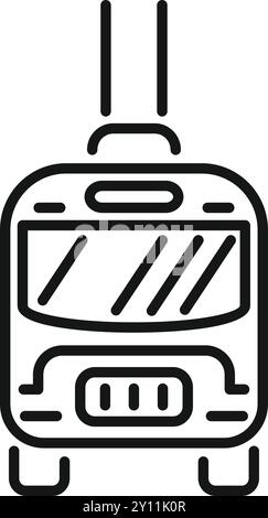 Simple outline public transport icon representing a modern tram or train for travel and tourism Stock Vector