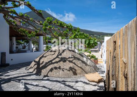 Italy, Tyrrhenian Sea, Lipari Islands / Aeolian Islands, Salina, Hotel Signum, Gulf of Malfa, hotel Stock Photo