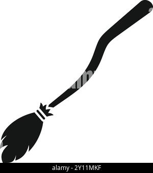 Simple vector silhouette of a witch's broom flying on a white background, perfect for halloween projects Stock Vector