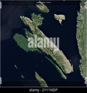 Arbe Island in the Adriatic Sea, belonging to Croatia, cropped to square on a satellite image taken in August 13, 2023 Stock Photo