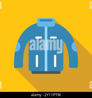 Blue winter jacket with zipper and high collar keeping you warm Stock Vector