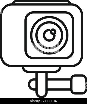 Simple icon of an action camera mounted for filming sporting events Stock Vector