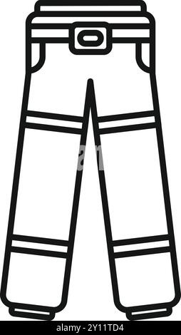 Black and white icon of fireman uniform pants with belt protecting from fire Stock Vector